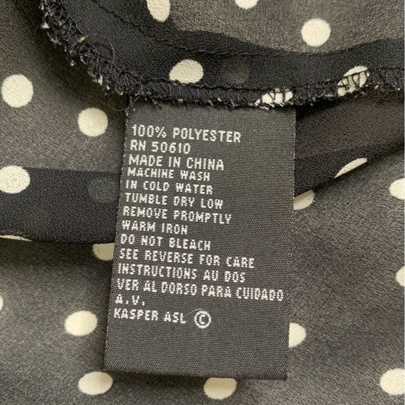 Black with white polka dot sheer Kasper blouse - Picture 3 of 4